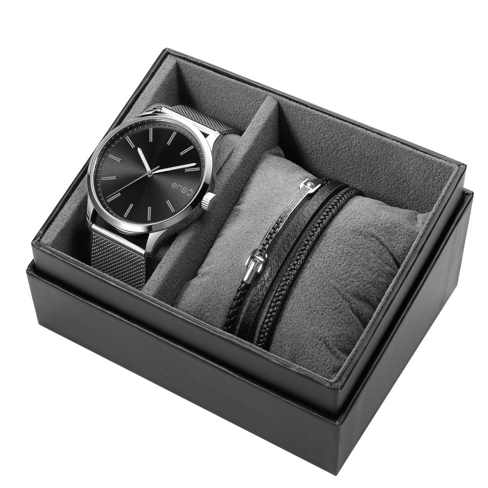 Foto 3 pulgar | Set de Reloj y Pulsera de Acero Inoxidable Enso Core EWBSG04 Plateado para Hombre