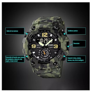 Foto 2 | Reloj de Pulsera Skmei Analógico-Digital Camuflajeado Verde para Hombre