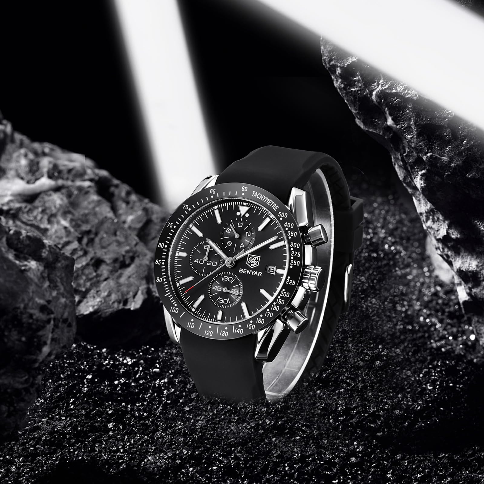 Foto 7 pulgar | Reloj Benyar Negro Cronógrafo de Cuarzo Clásico - Venta Internacional