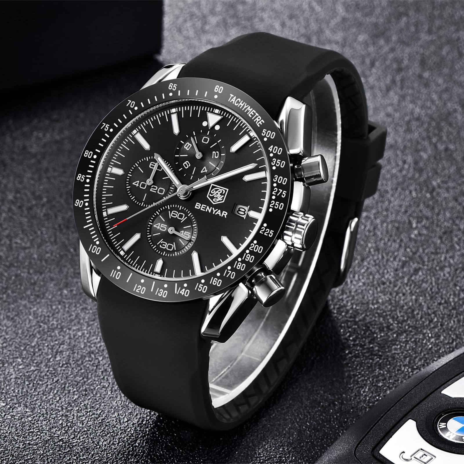 Foto 8 pulgar | Reloj Benyar Negro Cronógrafo de Cuarzo Clásico - Venta Internacional