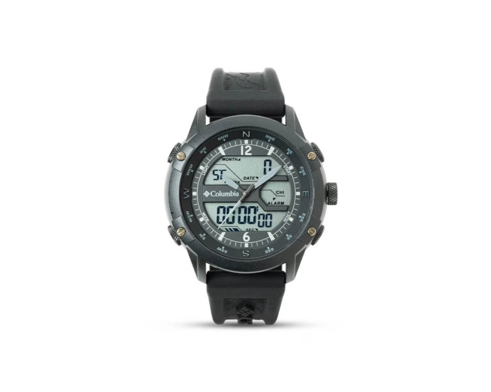 Reloj Columbia Hombre Correa De Silicón Color Negro Csc01-017