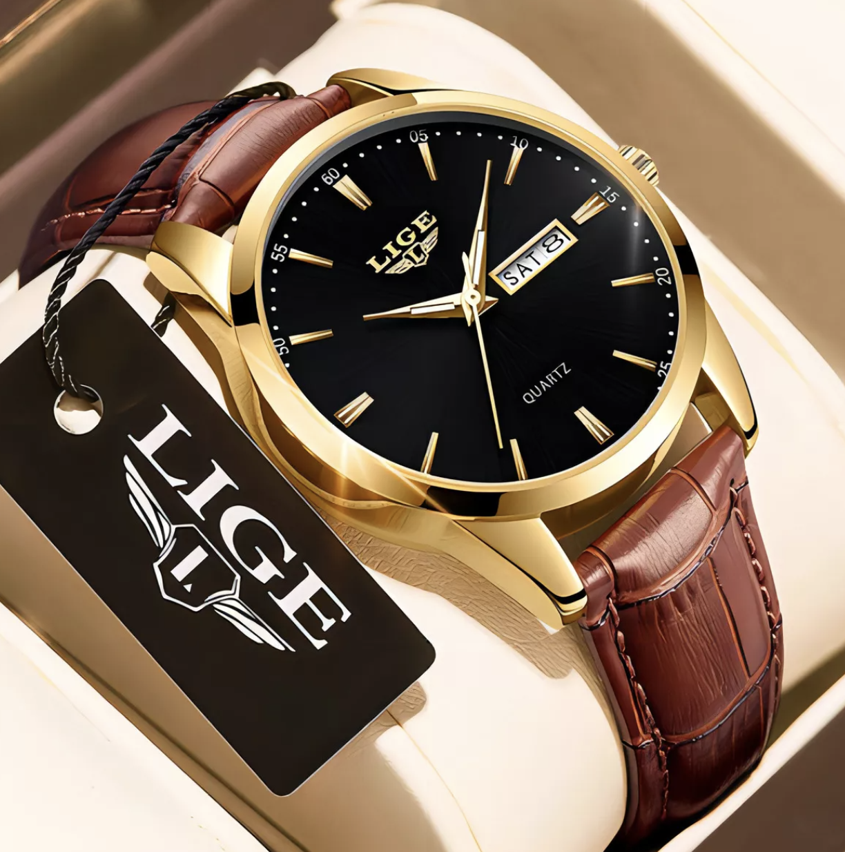 Foto 4 pulgar | Reloj Cronógrafo Lige de Cuero Casual para Hombre
