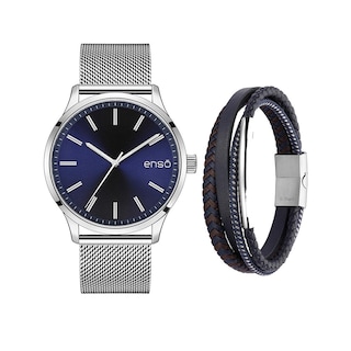 Foto 1 | Set De Reloj Y Pulsera Enso Para Hombre Ewbsg05 Color Acero