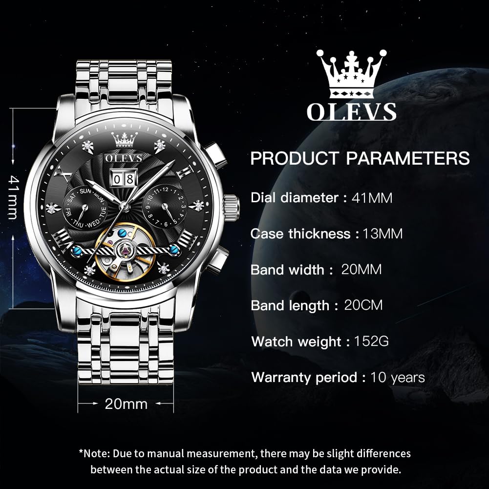 Foto 6 | Reloj Olevs Skeleton Mecánico Automático para Hombre - Venta Internacional