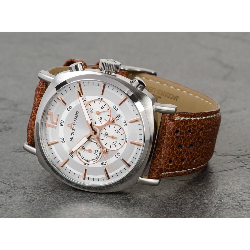 Foto 4 | Reloj Jacques Lemans 1-1645d Lugano Cronógrafo-café