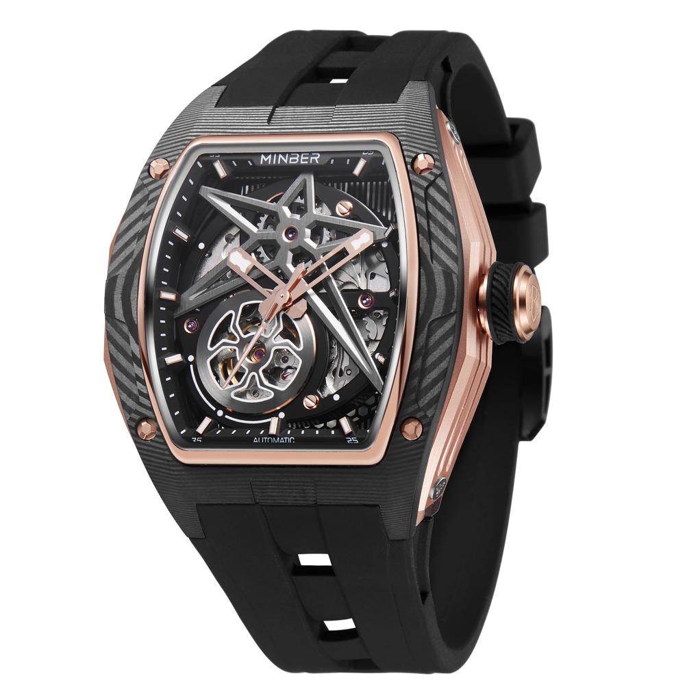 Foto 3 pulgar | Reloj De Pulsera Minber Hombre M9108g2 Color Black/rose Gold