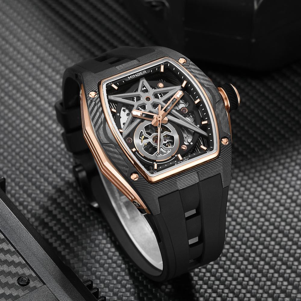 Foto 5 pulgar | Reloj De Pulsera Minber Hombre M9108g2 Color Black/rose Gold