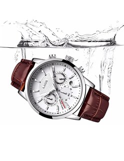 Foto 4 | Reloj Clasico Marca Lige Para Hombre Crono Blanco Cafe
