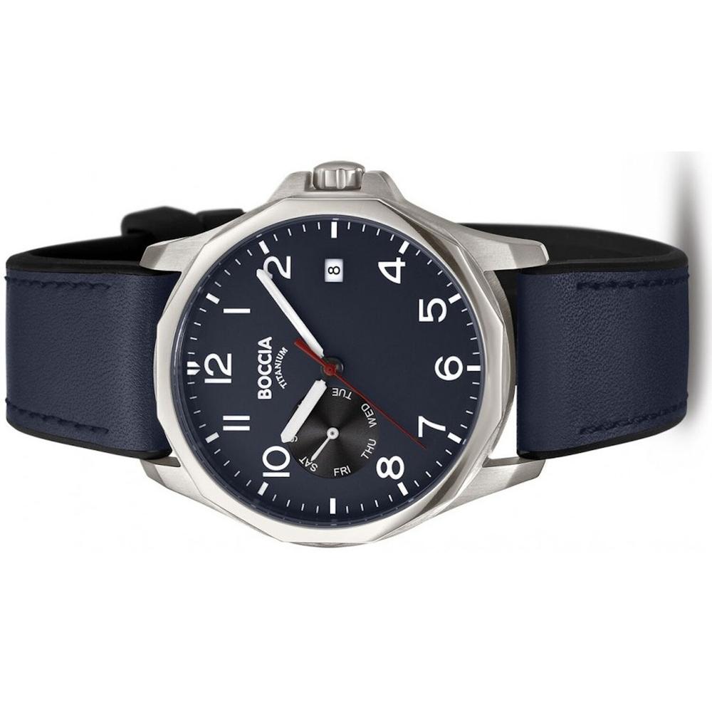 Foto 3 pulgar | Reloj Boccia Titanium con Fecha Azul para Hombre