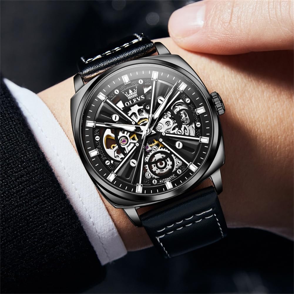 Foto 2 | Reloj Olevs Skeleton Square Mechanical Impermeable para Hombre - Venta Internacional