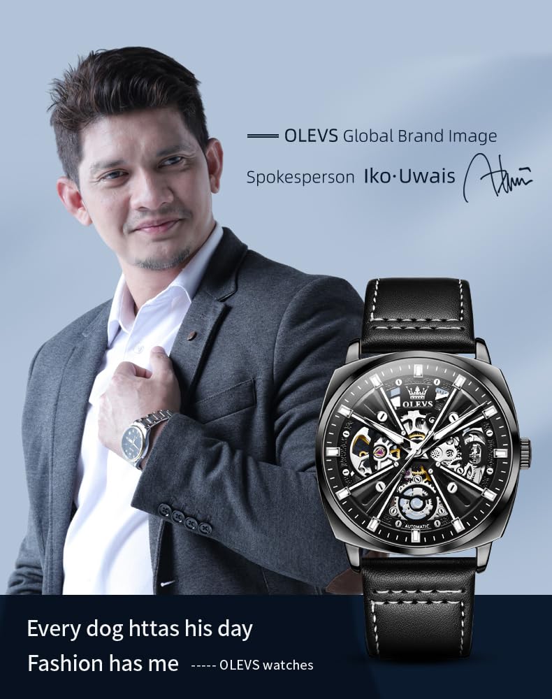 Foto 8 pulgar | Reloj Olevs Skeleton Square Mechanical Impermeable para Hombre - Venta Internacional