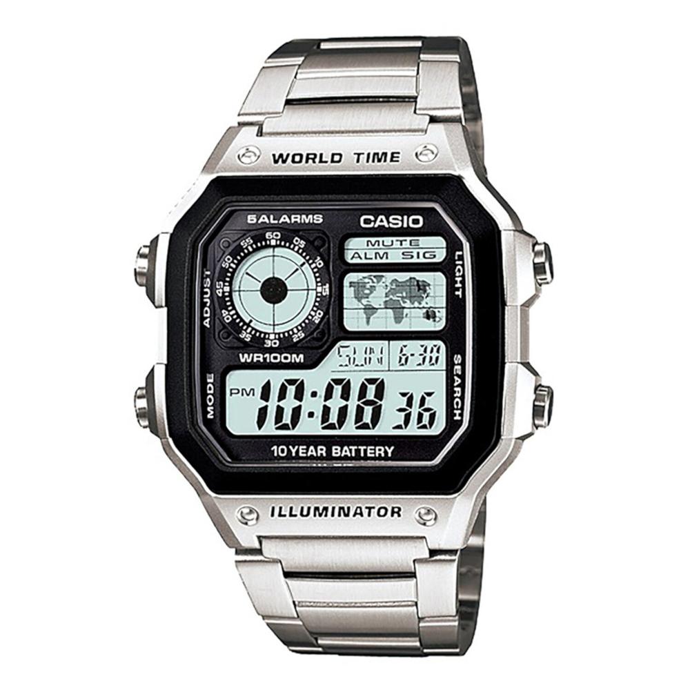 Reloj Casio World Time 5 Alarmas Plateado para hombre