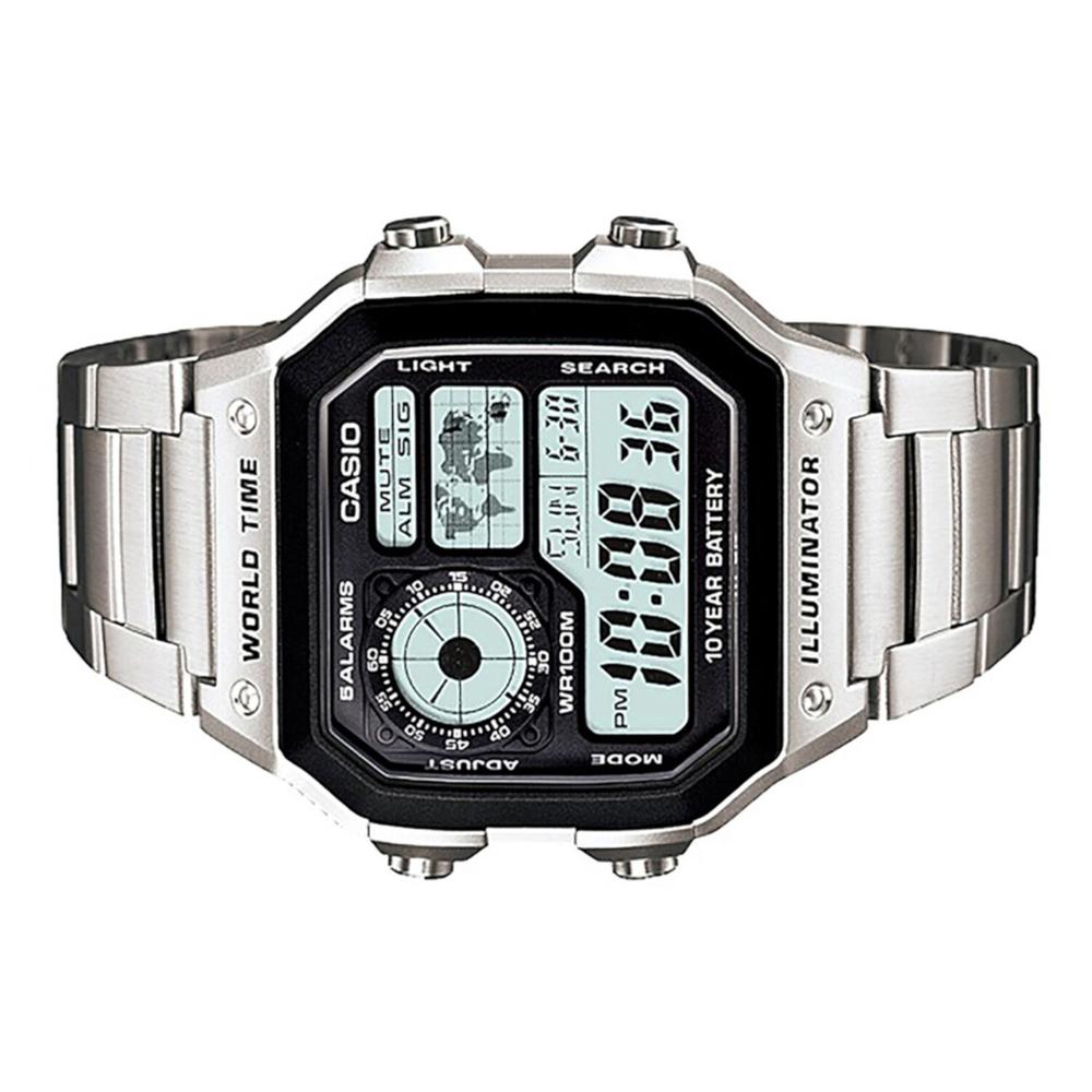 Foto 3 pulgar | Reloj Casio World Time 5 Alarmas Plateado para hombre