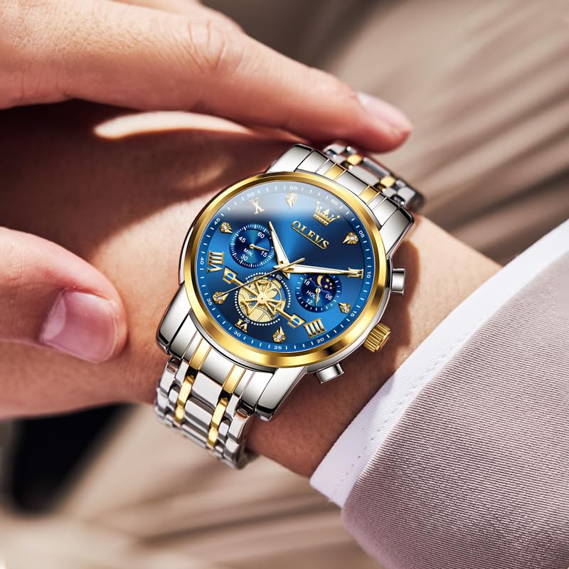 Foto 4 pulgar | Reloj OLEVS Analógico de Acero Inoxidable Dorado para Hombre - Venta Internacional