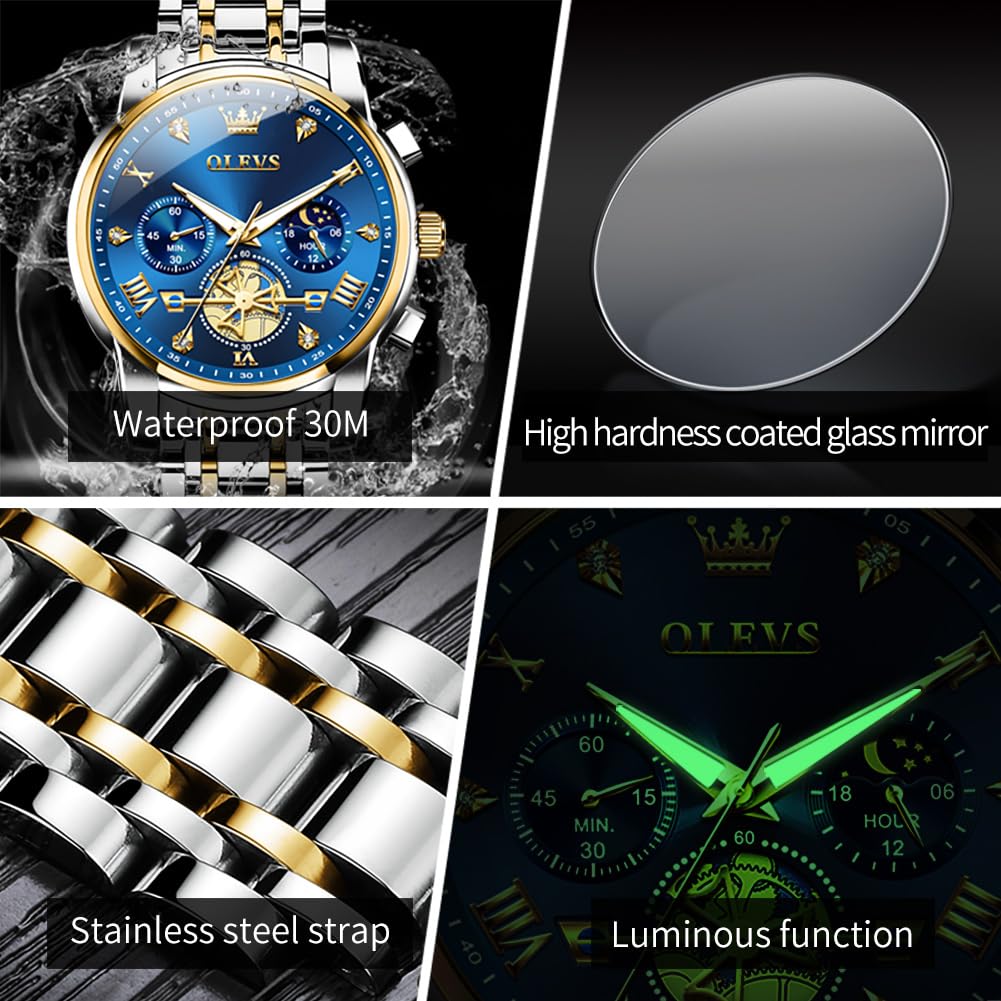 Foto 5 pulgar | Reloj OLEVS Analógico de Acero Inoxidable Dorado para Hombre - Venta Internacional