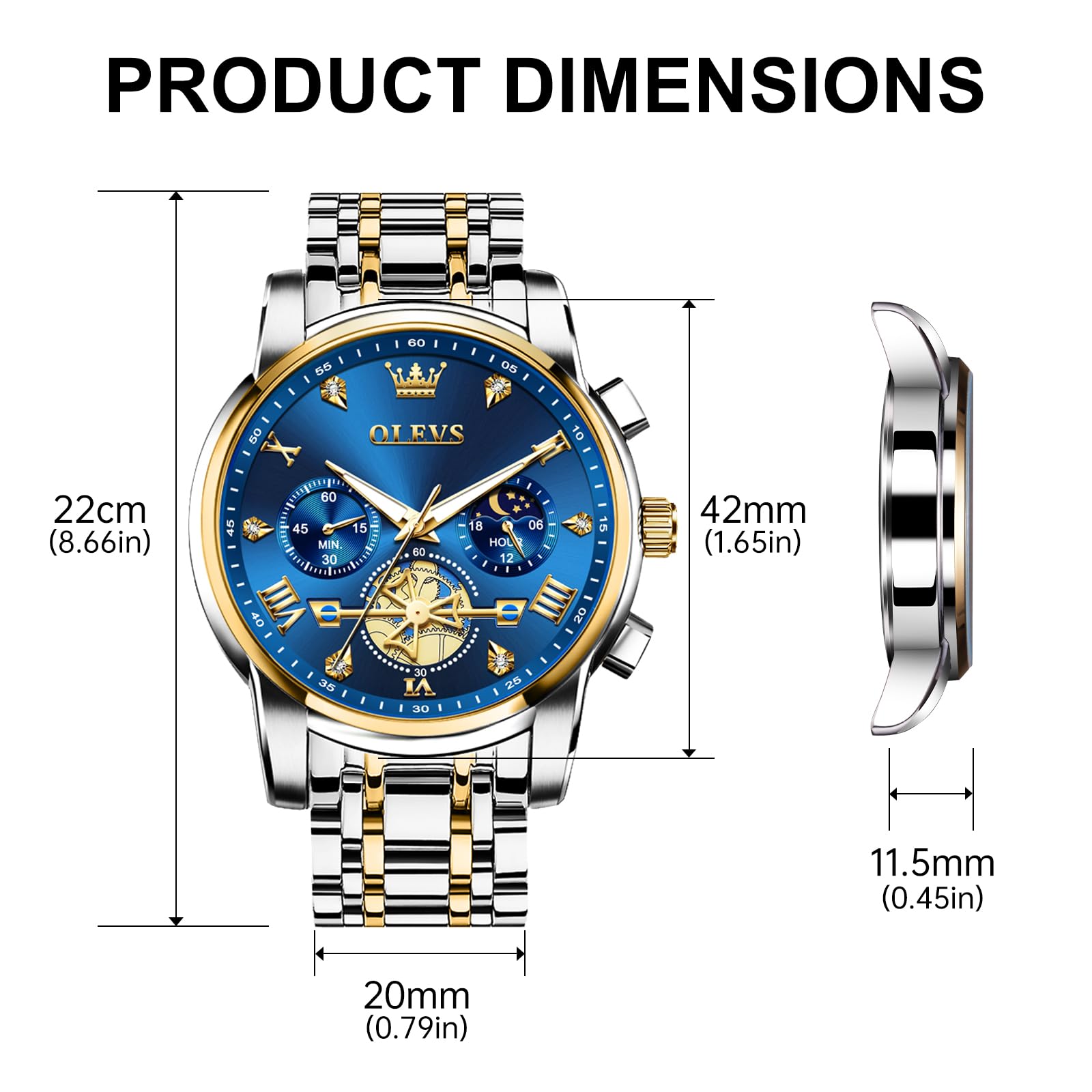Foto 7 pulgar | Reloj OLEVS Analógico de Acero Inoxidable Dorado para Hombre - Venta Internacional