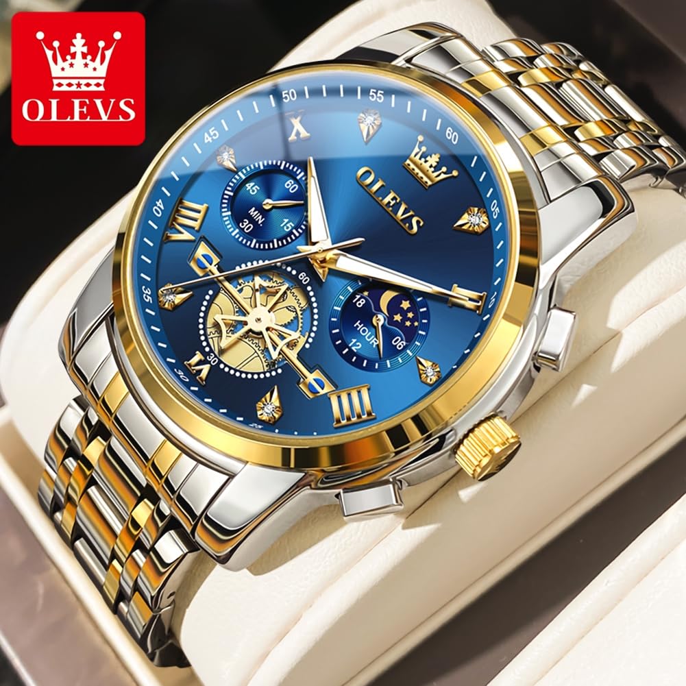 Foto 8 pulgar | Reloj OLEVS Analógico de Acero Inoxidable Dorado para Hombre - Venta Internacional