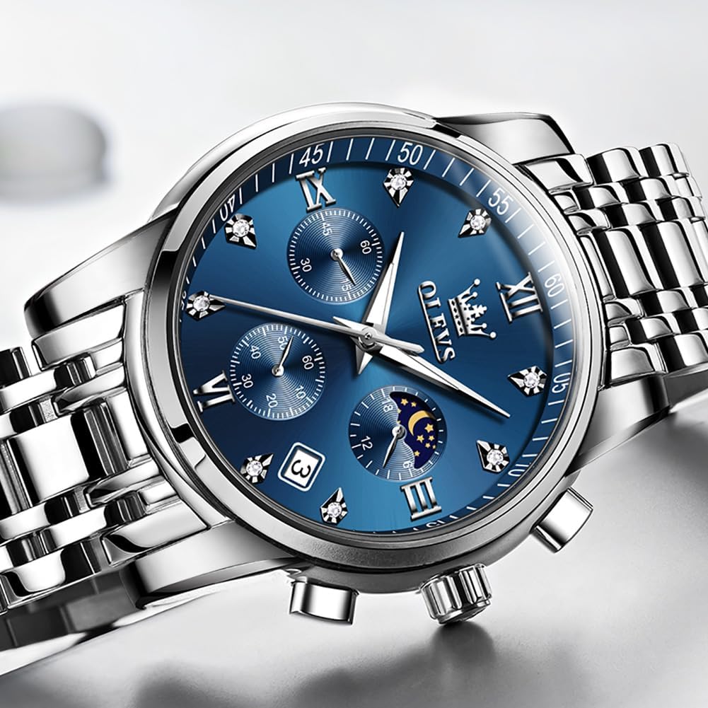 Foto 2 | Reloj OLEVS Blue Moon Phase Multifunción para Hombre - Venta Internacional