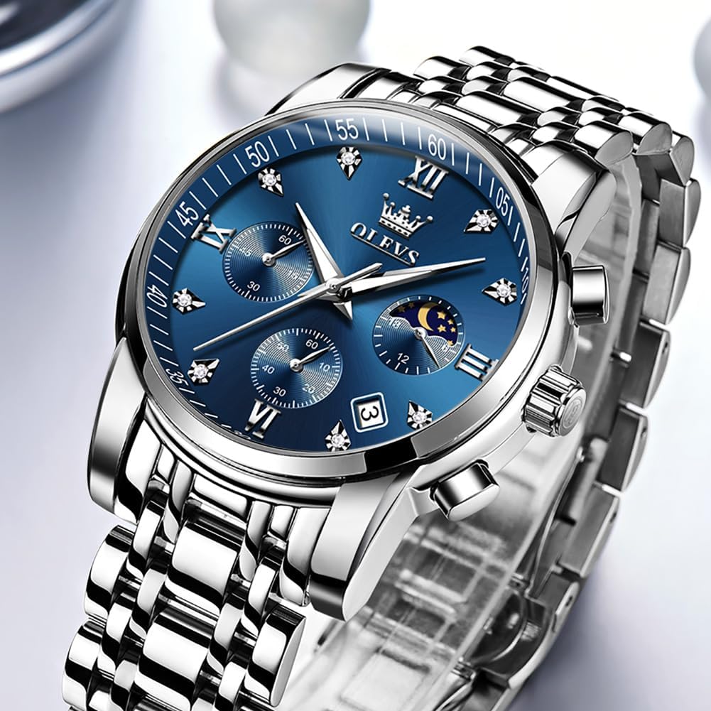 Foto 3 | Reloj OLEVS Blue Moon Phase Multifunción para Hombre - Venta Internacional