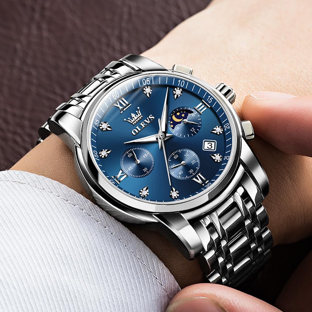 Foto 7 | Reloj OLEVS Blue Moon Phase Multifunción para Hombre - Venta Internacional
