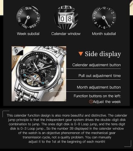Foto 7 pulgar | Reloj OLEVS Tourbillon Mecánico de Acero Inoxidable Negro para Hombre - Venta Internacional