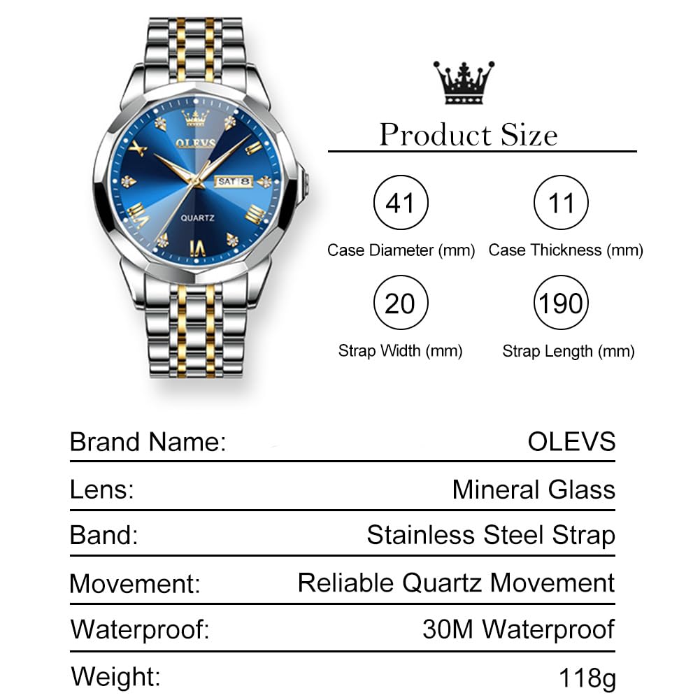Foto 6 pulgar | Reloj OLEVS Blue Analógico 30 m para Hombre - Venta Internacional
