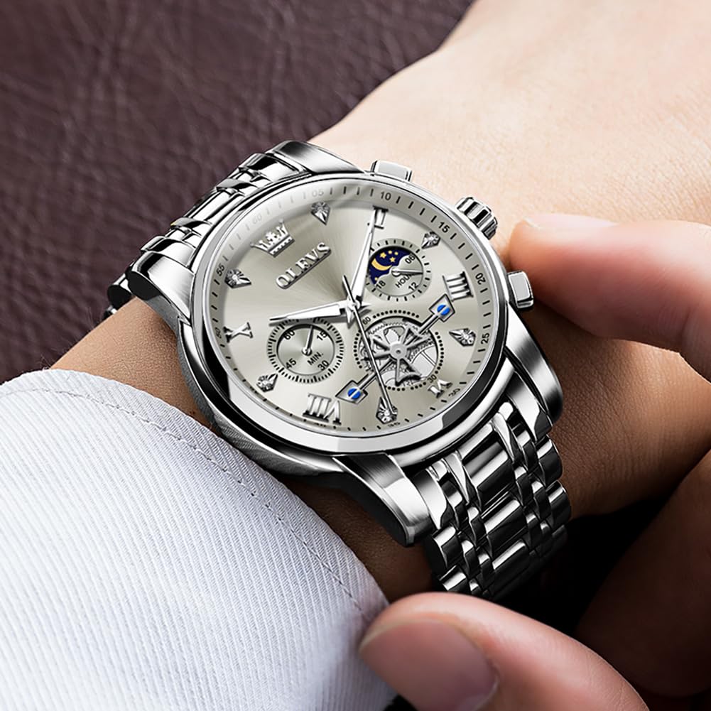 Foto 3 pulgar | Reloj OLEVS con Cronógrafo de Esfera Gris a Prueba de Agua para Hombre - Venta Internacional