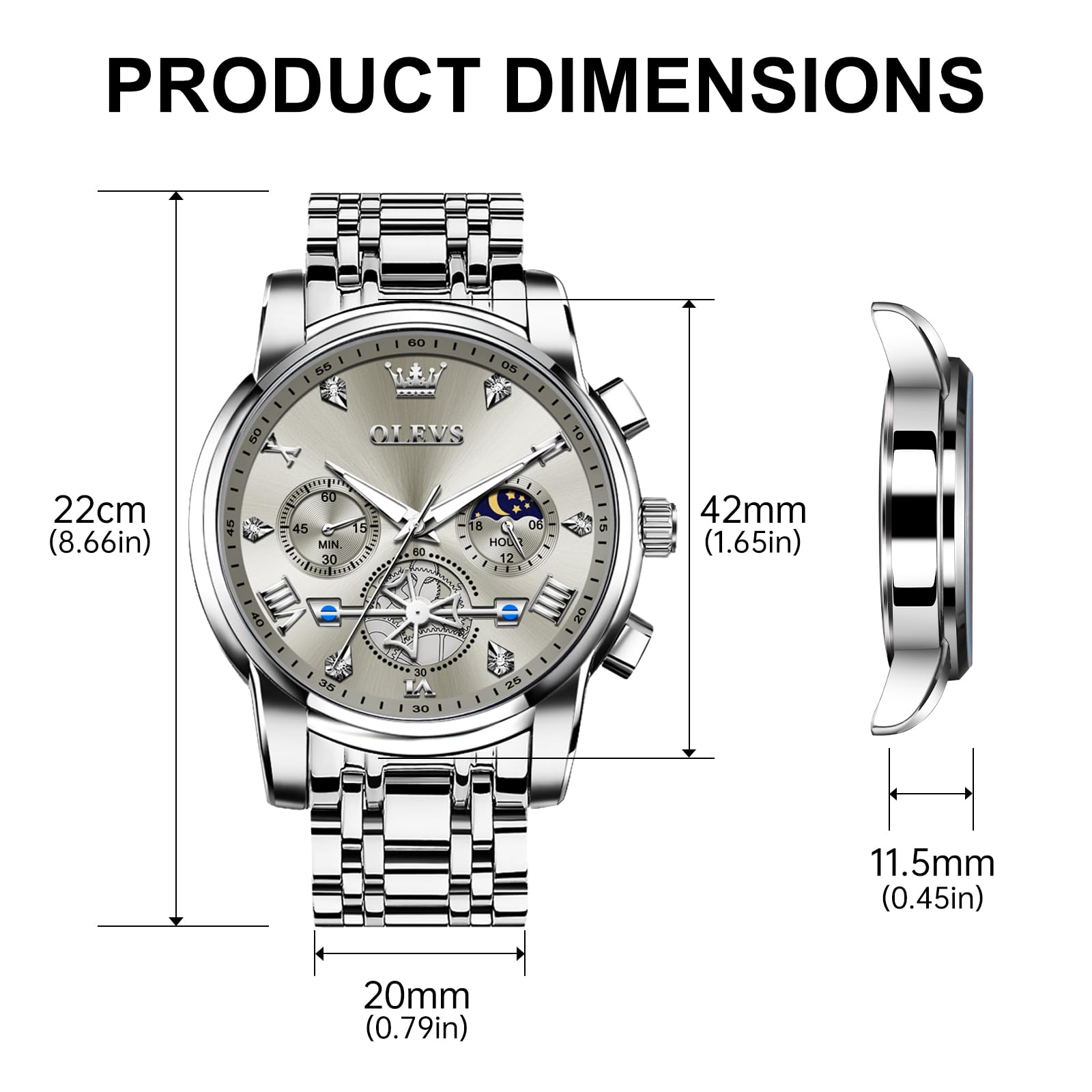 Foto 7 pulgar | Reloj OLEVS con Cronógrafo de Esfera Gris a Prueba de Agua para Hombre - Venta Internacional