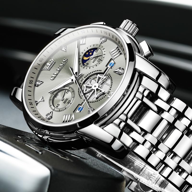 Foto 8 pulgar | Reloj OLEVS con Cronógrafo de Esfera Gris a Prueba de Agua para Hombre - Venta Internacional