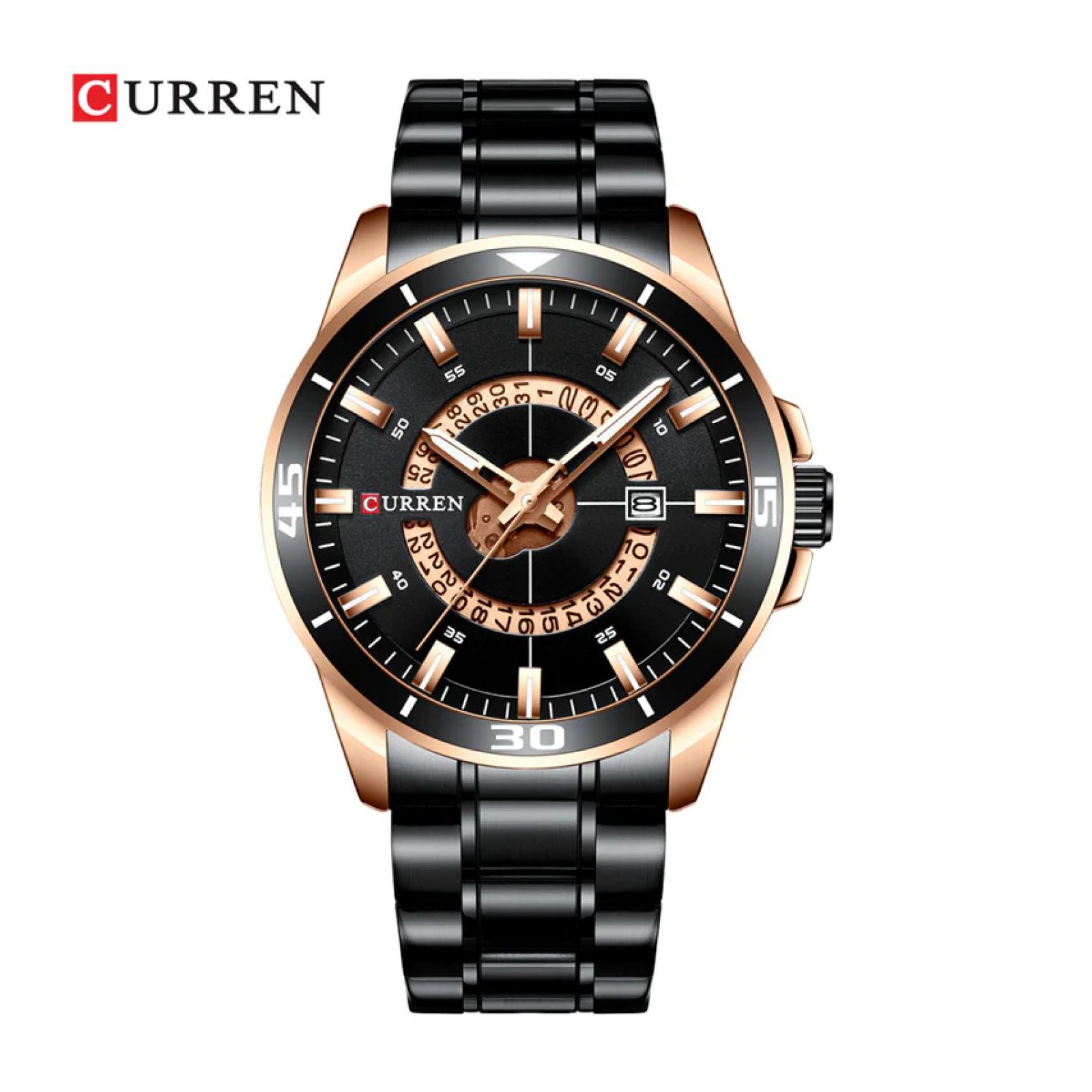 Reloj de Pulsera Curren 8359 KREC7801 Caja de Acero Inoxidable Tono Negro y Tablero Negro