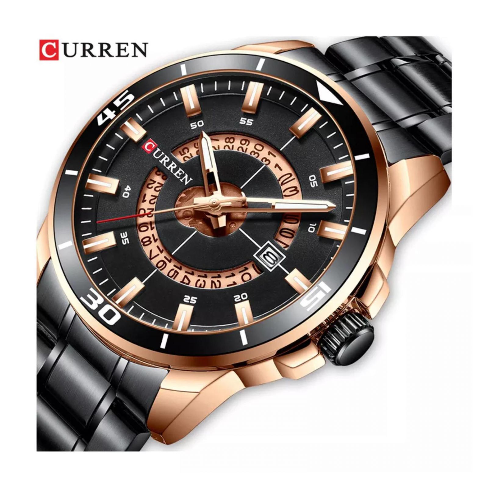 Foto 2 | Reloj de Pulsera Curren 8359 KREC7801 Caja de Acero Inoxidable Tono Negro y Tablero Negro
