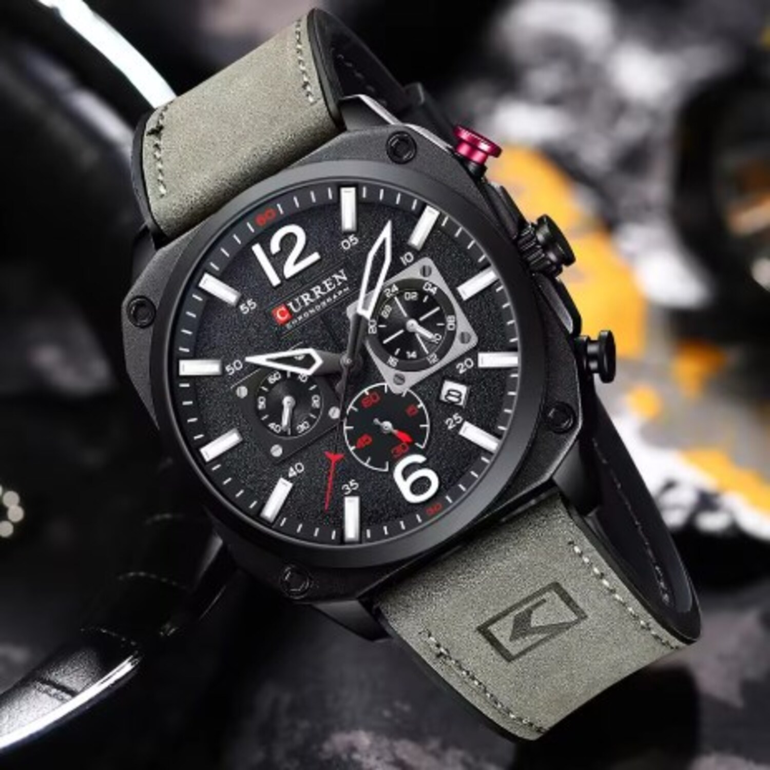 Foto 5 pulgar | Reloj de Pulsera Curren KRED360102 Caja de Acero Inoxidable Tono Gris y Tablero Negro
