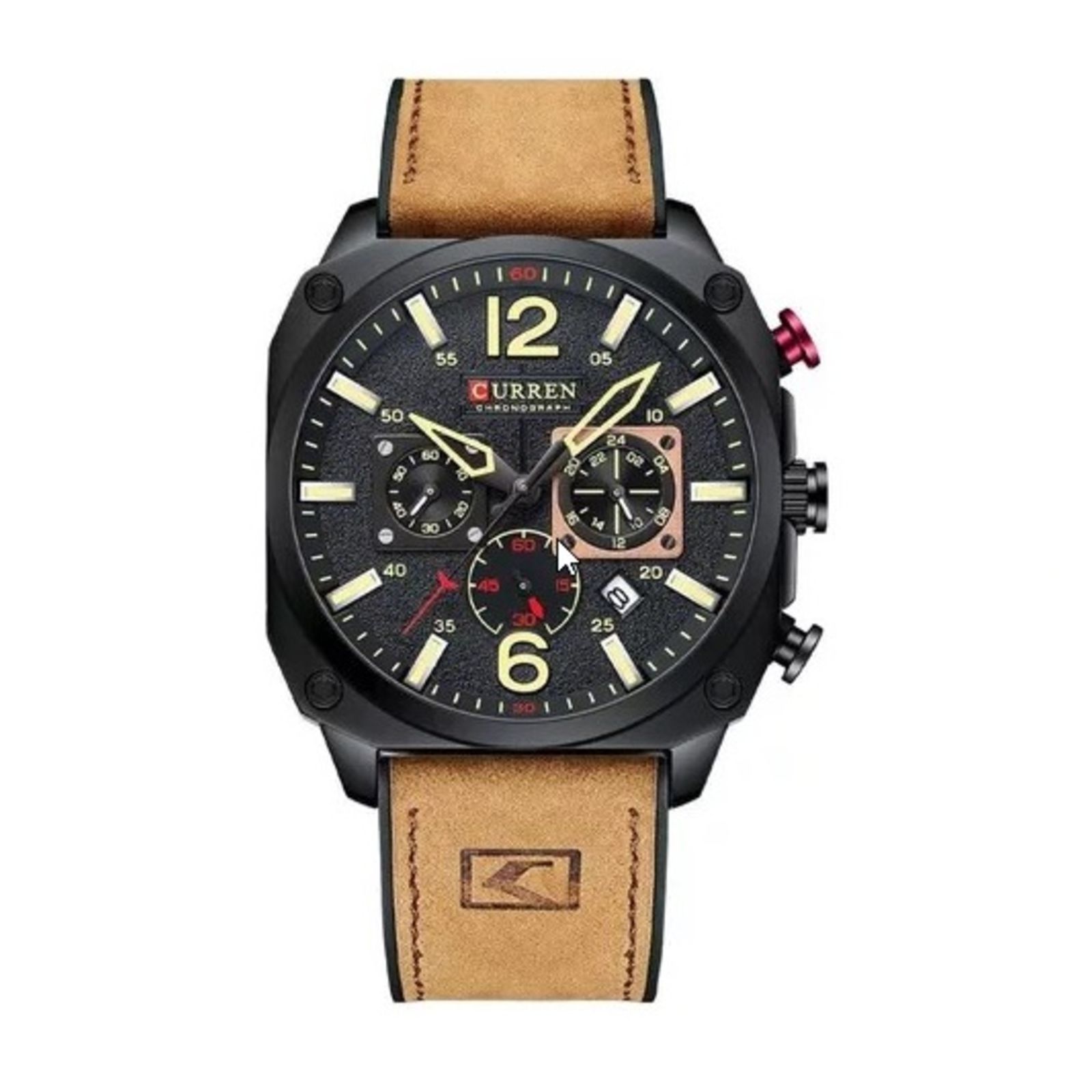 Foto 1 | Reloj de Pulsera Curren KRED360108 Caja de Acero Inoxidable Tono Negro y Tablero Negro