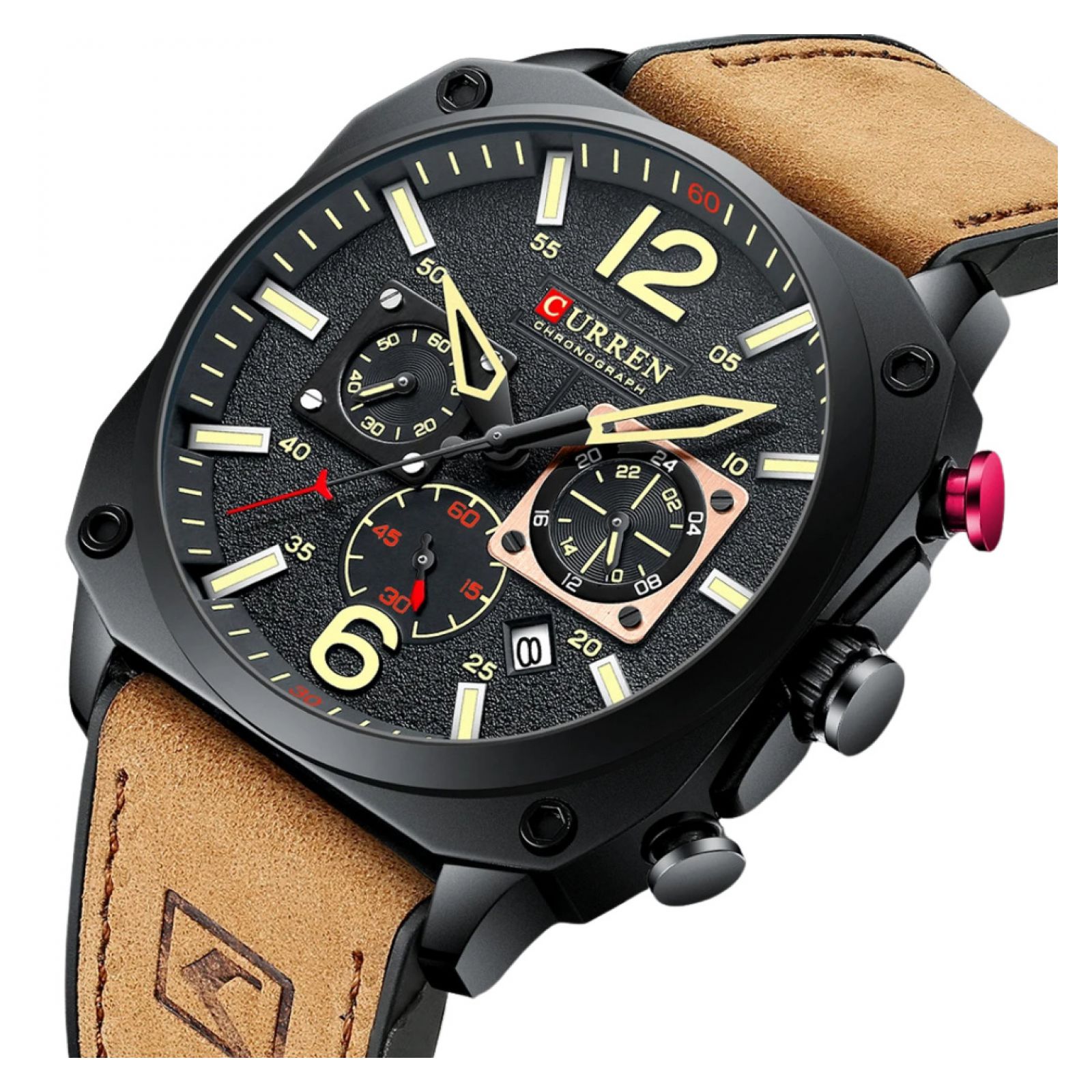 Foto 2 | Reloj de Pulsera Curren KRED360108 Caja de Acero Inoxidable Tono Negro y Tablero Negro
