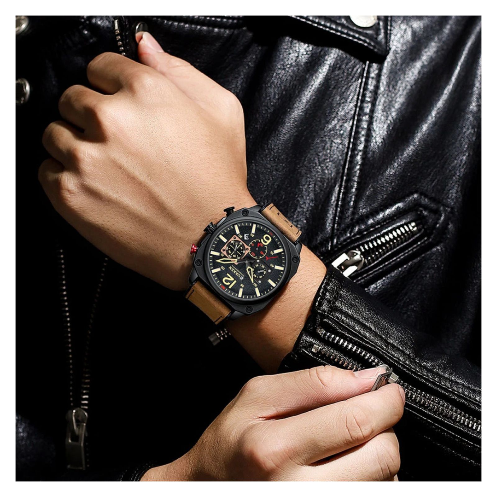 Foto 5 pulgar | Reloj de Pulsera Curren KRED360108 Caja de Acero Inoxidable Tono Negro y Tablero Negro