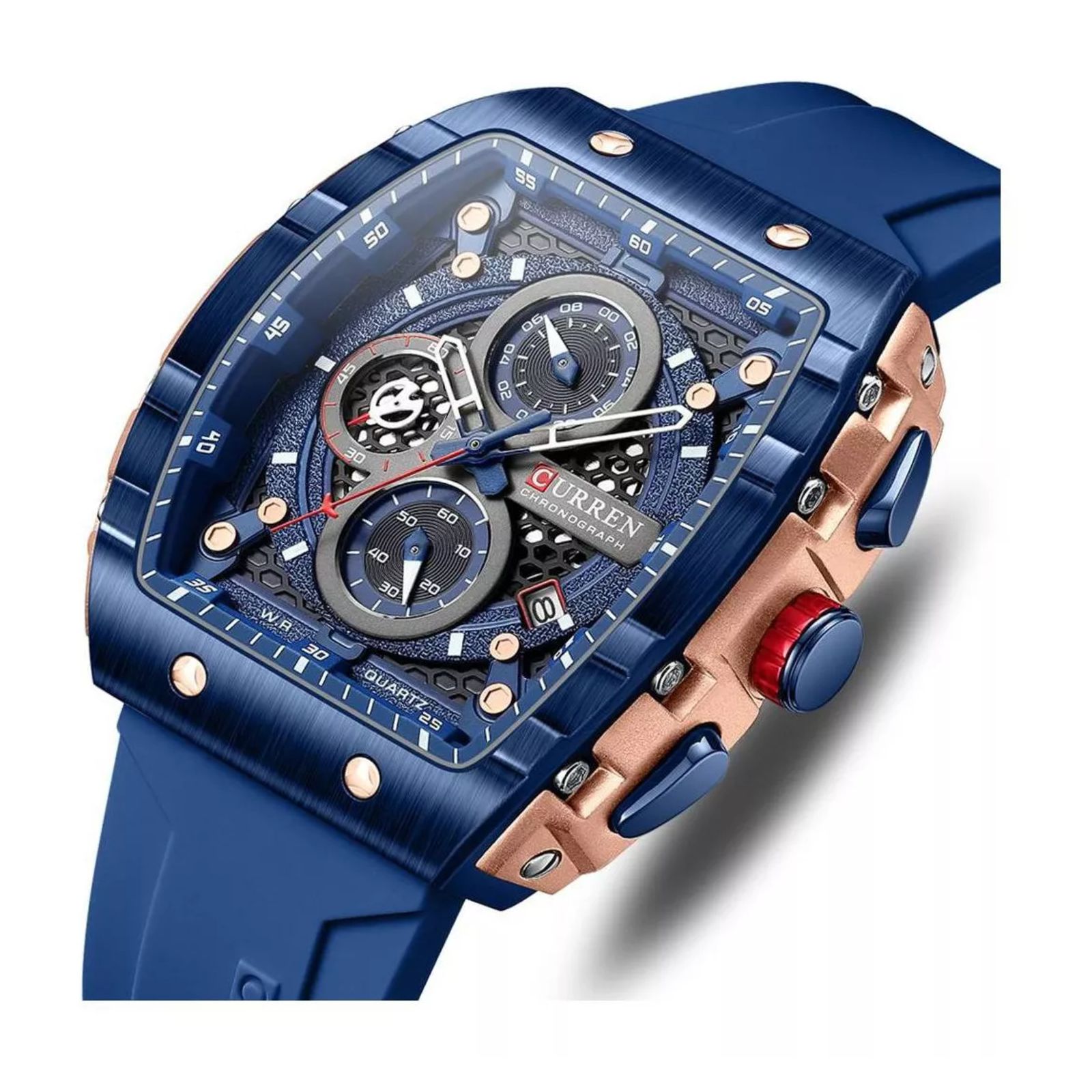 Foto 2 | Reloj de Pulsera Curren 8442 KRED8203 Caja de Acero Inoxidable Tono Azul y Tablero Azul