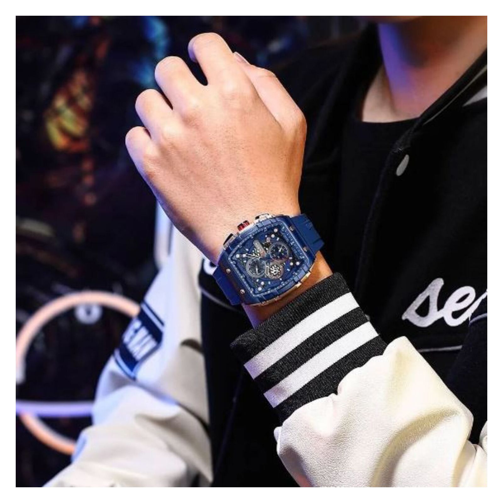 Foto 4 pulgar | Reloj de Pulsera Curren 8442 KRED8203 Caja de Acero Inoxidable Tono Azul y Tablero Azul
