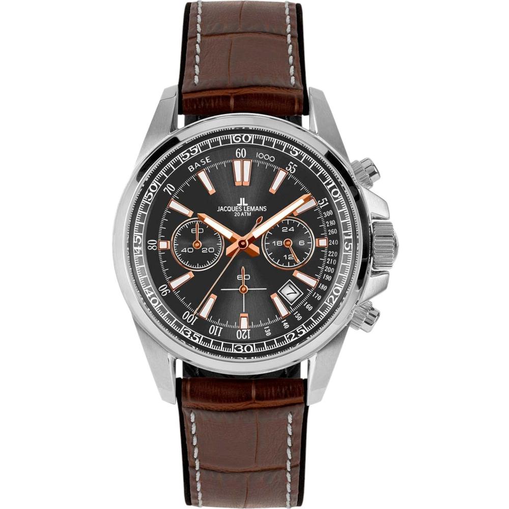 Reloj Jacques Lemans 1-2117W Café 44 mm Resistente al Agua 200 m