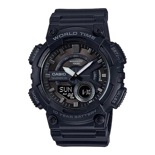 Foto 1 | Reloj Casio Aeq-110w-1bvcf World Time 10 Year Battery, Illuminator-negro