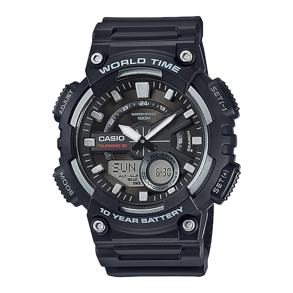 Foto 2 pulgar | Reloj Casio Aeq-110w-1avcf World Time 10 Year Battery, Illuminator-negro