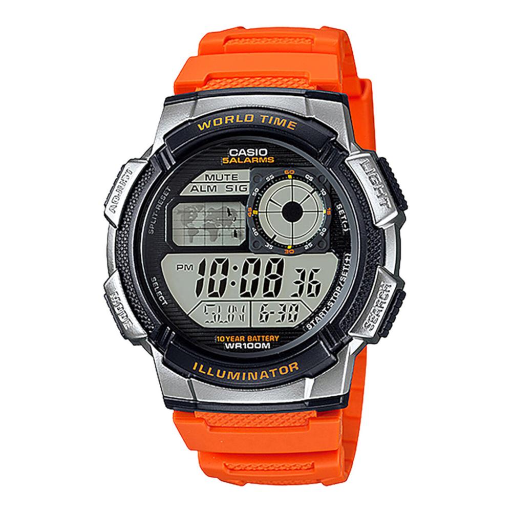 Reloj Casio Ae-1000w-4bvcf World Time Illuminator-naranja