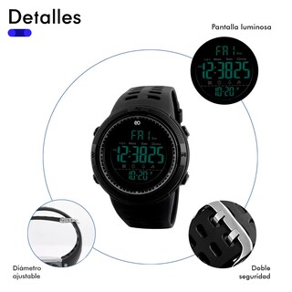 Foto 4 | Reloj De Pulsera Digital, Para Hombre, Fondo Negro, Con Correa Eo Safe Imports Esi-19586 Negro