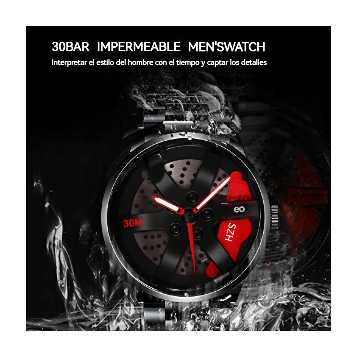 Foto 4 pulgar | Reloj Rin De Auto Deportivo Giratorio Acero Inox Eo Safe Imports Esi-19588 Negro