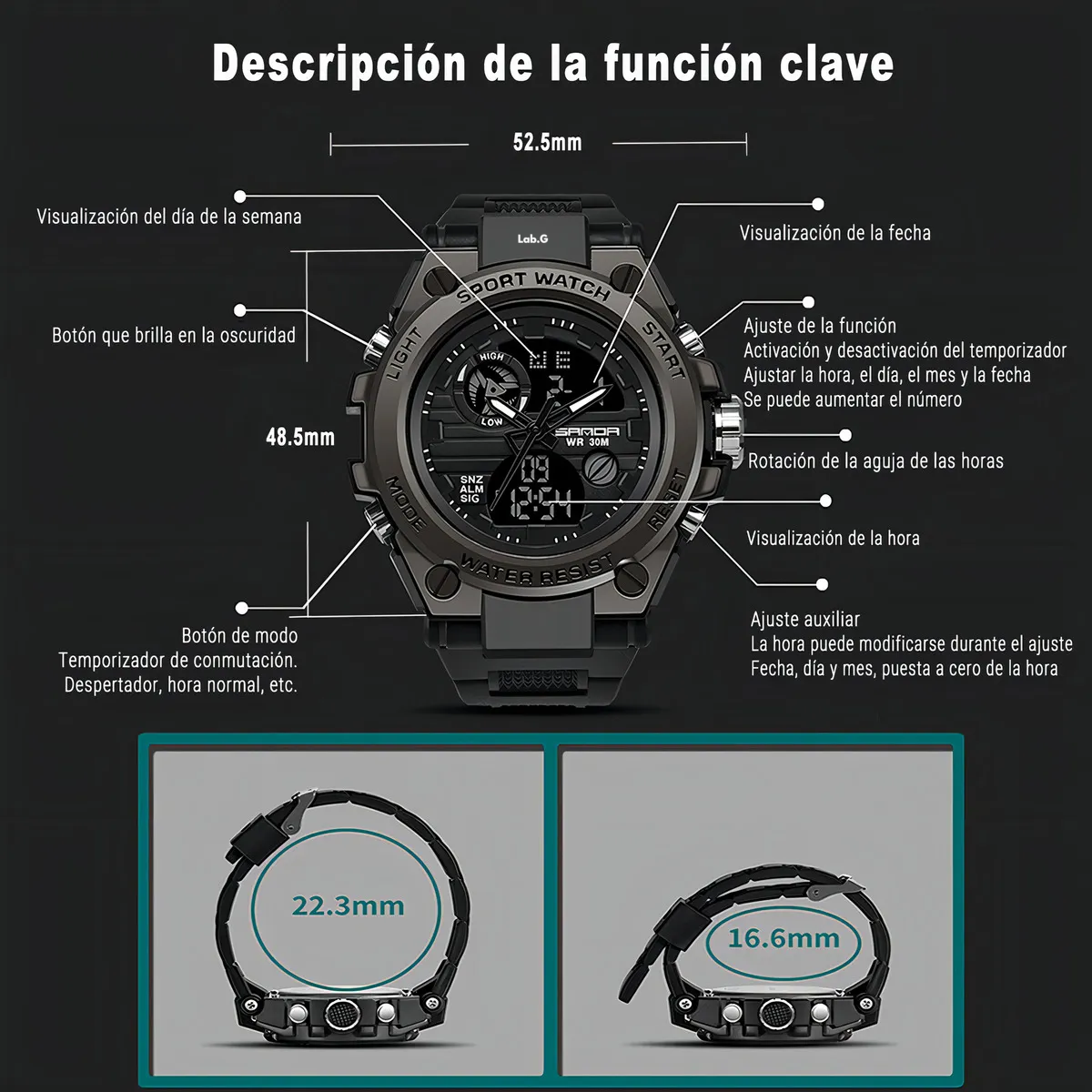 Foto 3 pulgar | Reloj Lab.g Militar Impermeable para Hombre