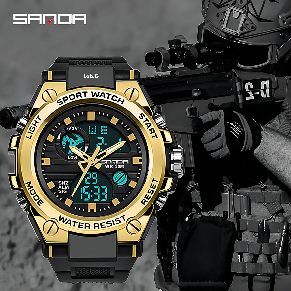 Foto 5 pulgar | Reloj Lab.g Militar Impermeable para Hombre