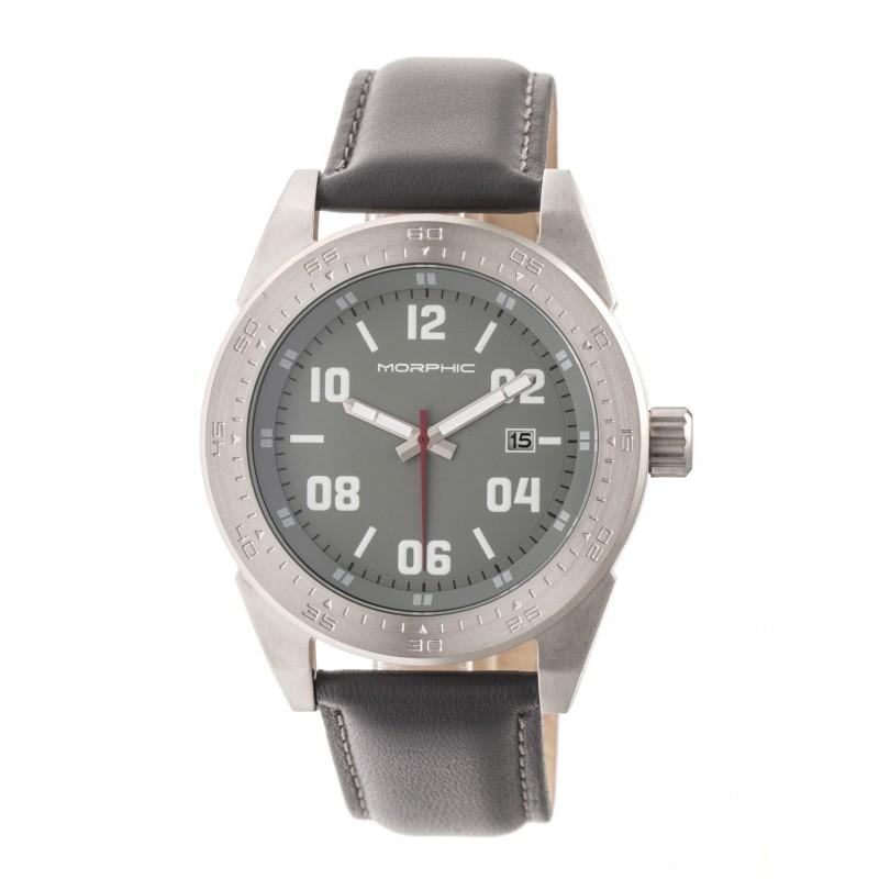 Reloj Morphic M63 Series - Correa De Piel Con Fecha Para Hombre  Color Plateado Y Gris - Venta Internacional.