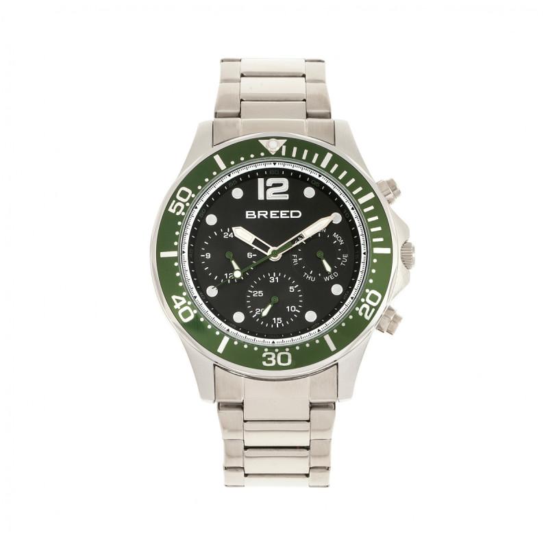 Pulsera Pegasus De Watch Breed Con Día/fecha Para Hombre  Color Verde Y Plateado - Venta Internacional.