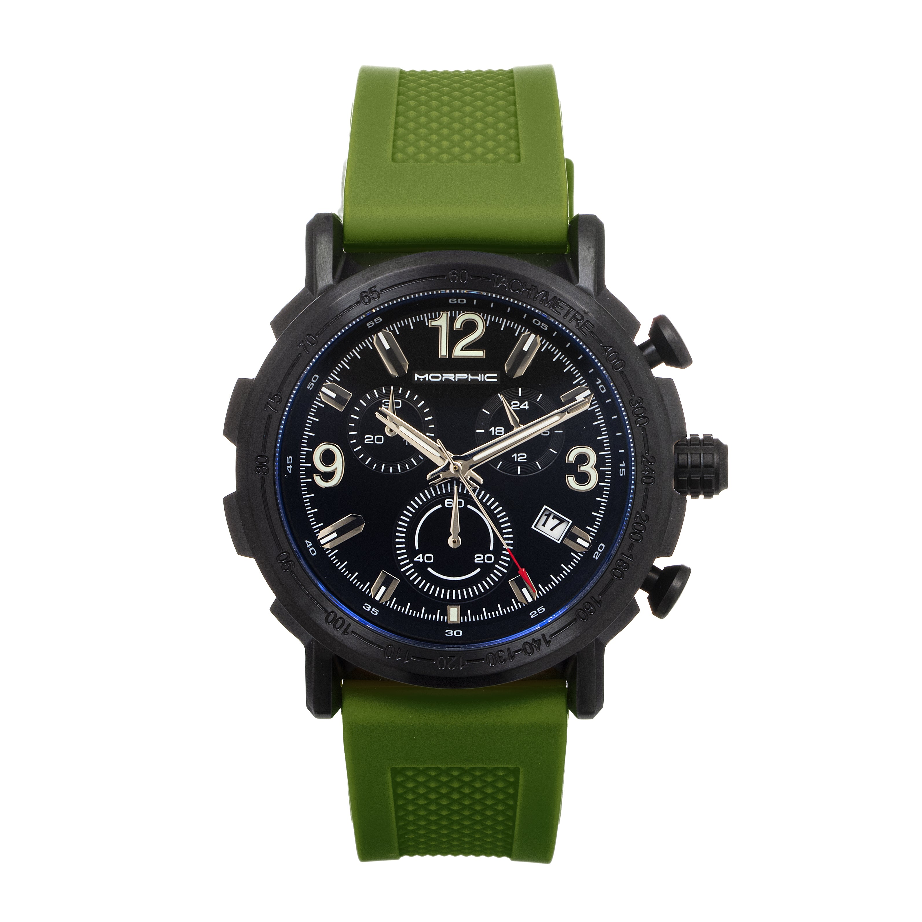 Reloj Morphic M93 Series  Cronógrafo Con Fecha  Correa Verde - Venta Internacional.