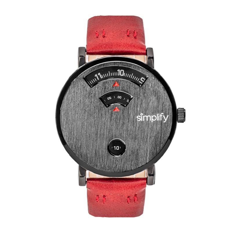 Reloj Simplify The 7000 - Correa De Piel Para Hombre  Color Negro Y Rojo - Venta Internacional.