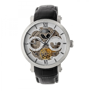 Foto 1 | Reloj Heritor Aries Skeleton Automático Para Hombre Cuero Negro